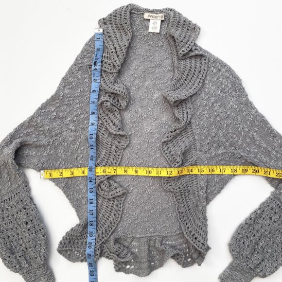 Arden B Gray Ruffle Cocoon Cardigan Size XS/S - Picture 9 of 9